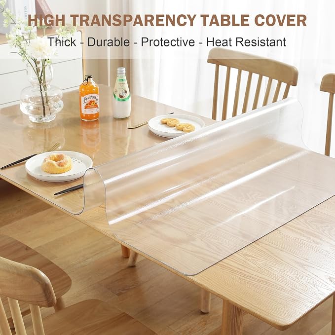 LovePads Frosted Table Cover Protector 42 x 78 Inch, 1.5mm Thick Plastic Table - Image 2