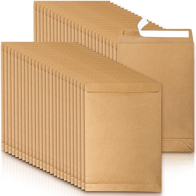 50 Pack 13.2" x 9.4" Expandable Envelope, Large Kraft Catalog Envelopes - Image 5