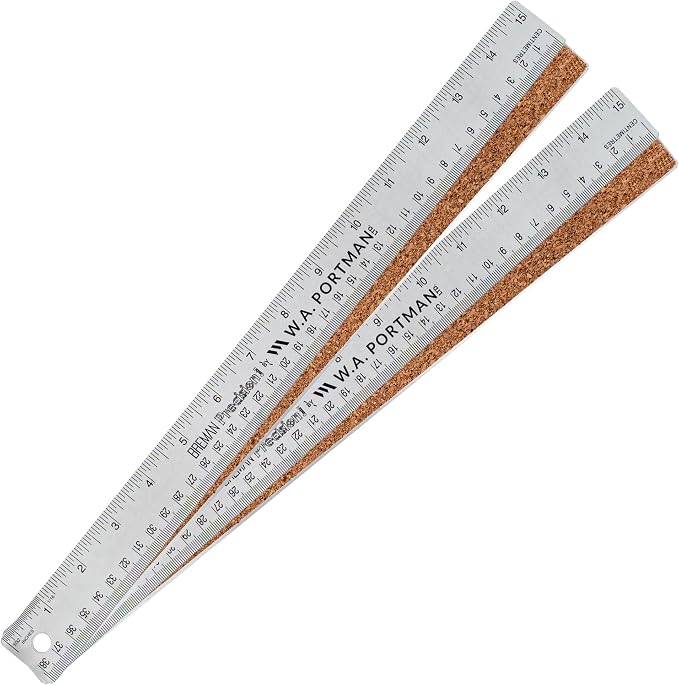 Breman Precision Metal Ruler 15 Inch Cork Back – 2 Pk Stainless Steel Straight by WAPortman