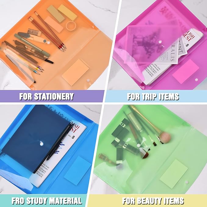 20 Pack Plastic Envelopes with Snap Closure, Poly Expandable File Folder with - Image 5