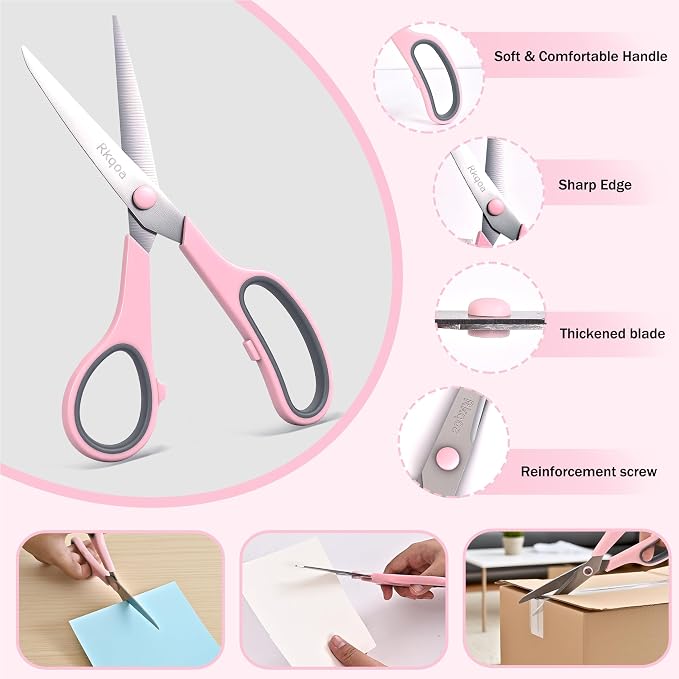 Scissors, 6 Pack 8" All Purpose Comfort-Grip Sharp Shears - Image 3