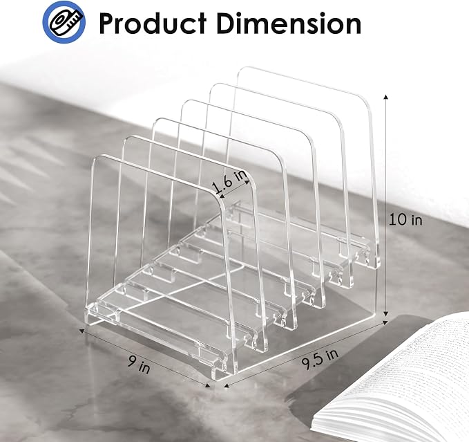 MaxGear Desk File Organizer, 5-Section Vertical Acrylic Filing Folders Holder - Image 4