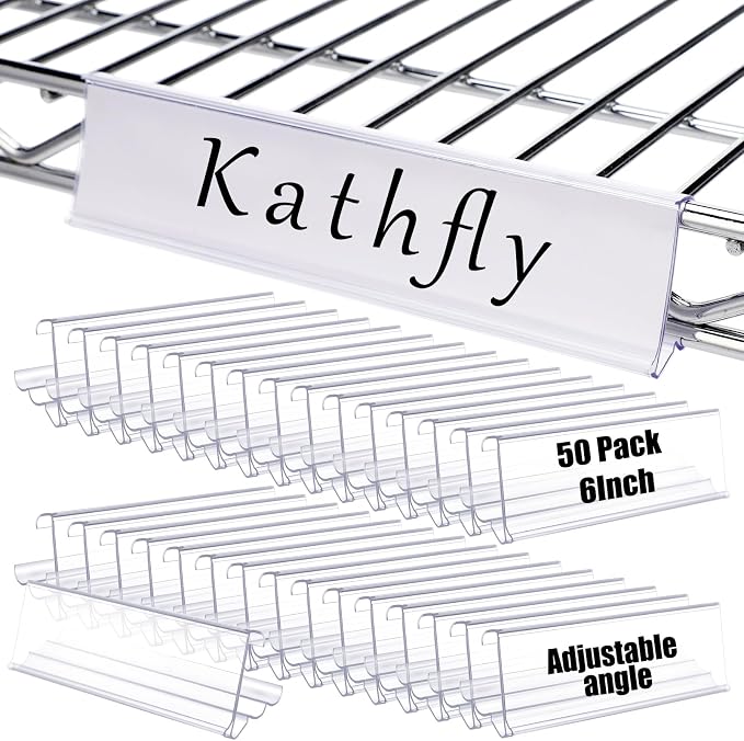 Kathfly 50 Pack Wire Shelf Label Holders Shelf Cable Tags by Kathfly