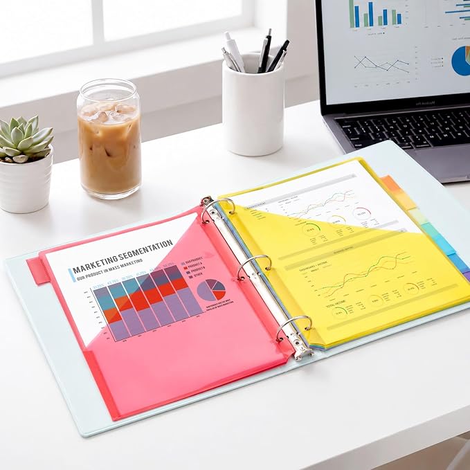 SUNEE 8 Tab Dividers with Pockets, Plastic Dividers - Image 8