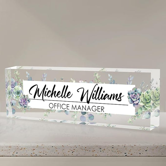 Personalized Name Plate for Desk, Custom Desk Name Plate, Acrylic Name Plate by EOBIBIFUN