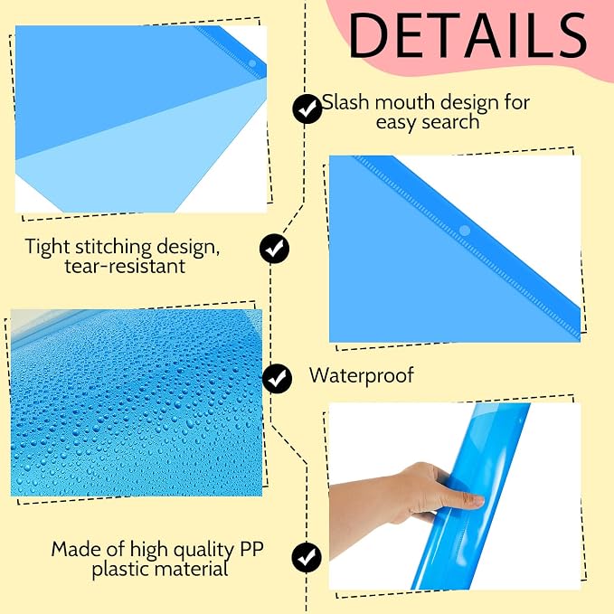 Maitys 100 Pack Binder Pockets 3 Hole Punch Clear Plastic Document Folders - Image 3