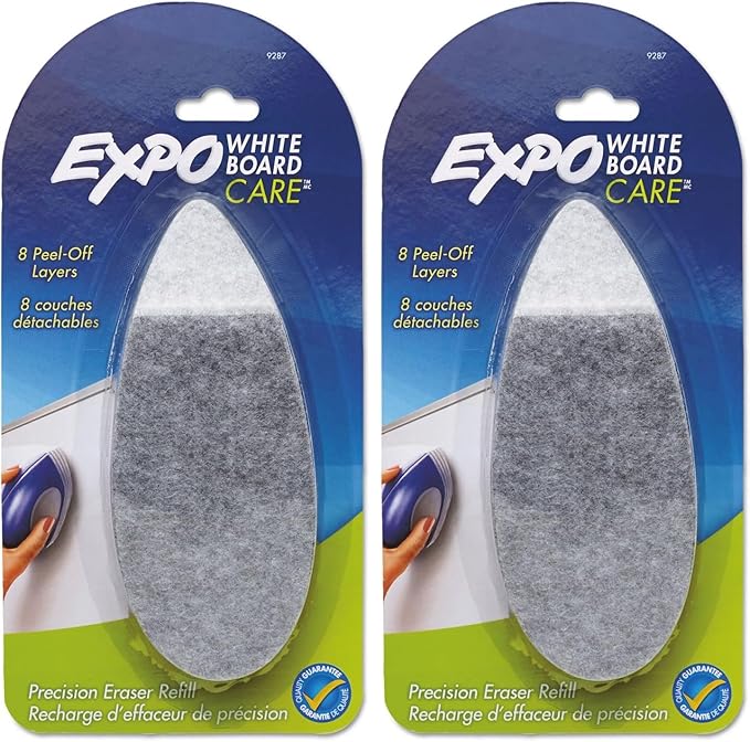 EXPO Precision-Point Whiteboard Eraser Pad Refills, 8 Peel-Off Layers, by EXPO