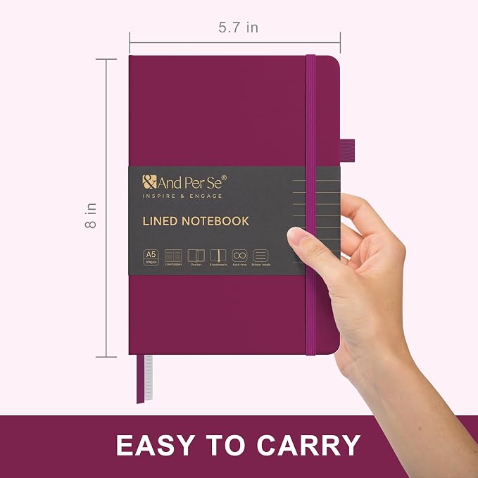 &And Per Se Lined Journal Notebook, 160 Pages, A5 5.7 x 8 inches College Ruled - Image 2