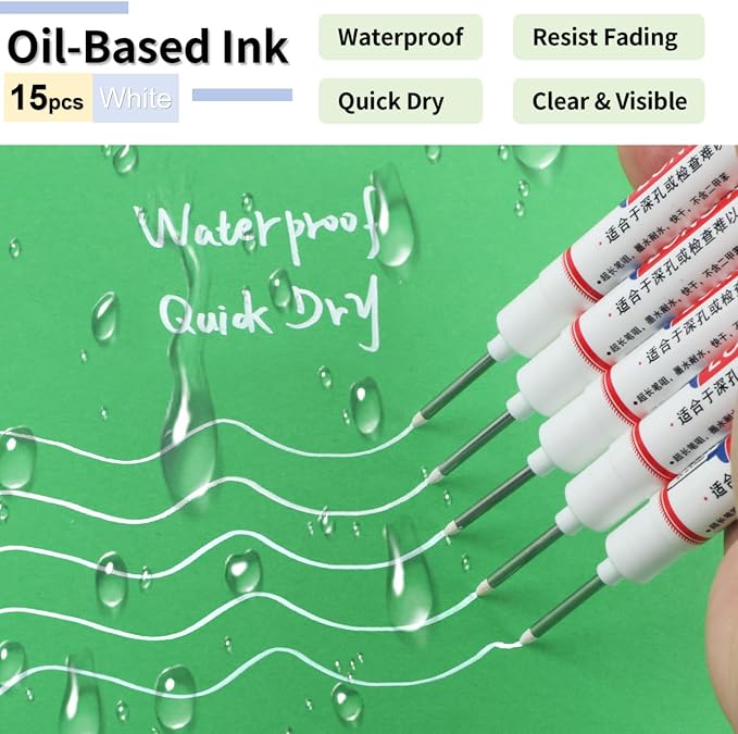 15 Pcs Long Nib Marker, 20 mm Long Head Deep Hole Marker Pens, Fine Nose Tip - Image 3