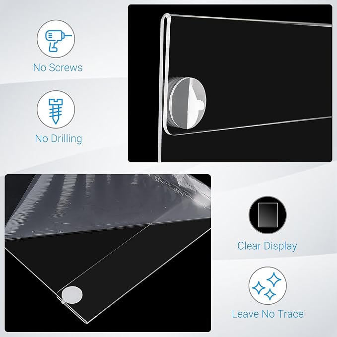 12 Pack Acrylic Sign Holder 8.5 x 11 Wall Mount, Vertical & Horizontal Use - Image 3