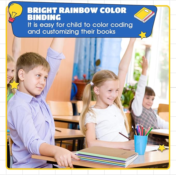 Henoyso 20 Pcs Primary Composition Notebook 9 3/4 x 7 1/2 Inch Kids Journal, Back to School Supplies, K-2 Primary Writing Notebook for Kids Student Draw and Write Story Journal (Macaron Color)-DeskLoop Office