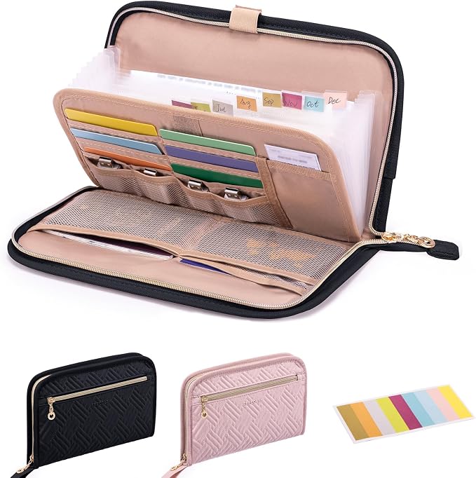 Receipt Organizer with 12 Pockets 10x6 Receipt Holder Organizer by FRECOLSH