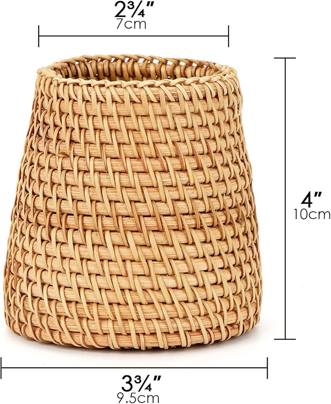 Wicker Rattan Pencil Holder, Handwoven Natural Rattan Pen Cup Organizer - Image 2