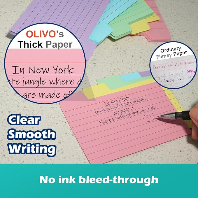 100 Pack Tabbed Index Cards 3x5 Lined Index Card Dividers - Image 6