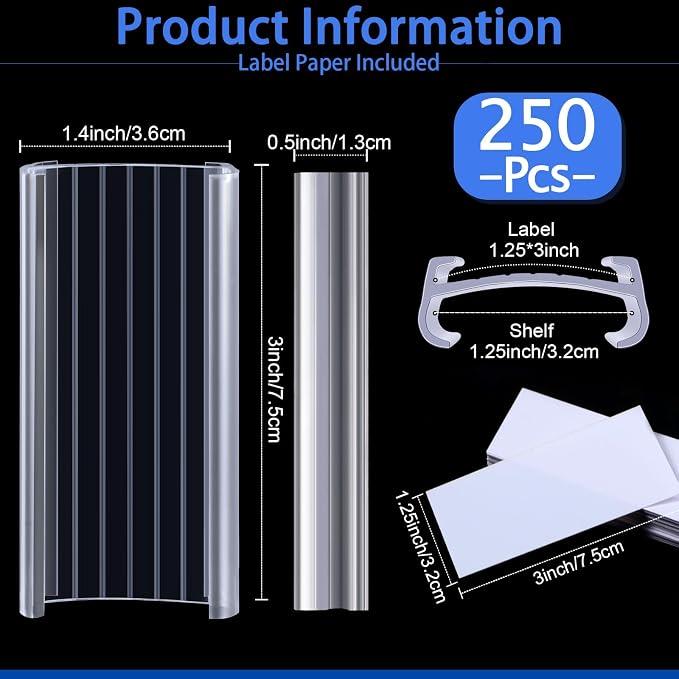 Yulejo 250 Pieces Wire Shelf Label Holders Wire Label Holder Plastic Shelf Tags - Image 2