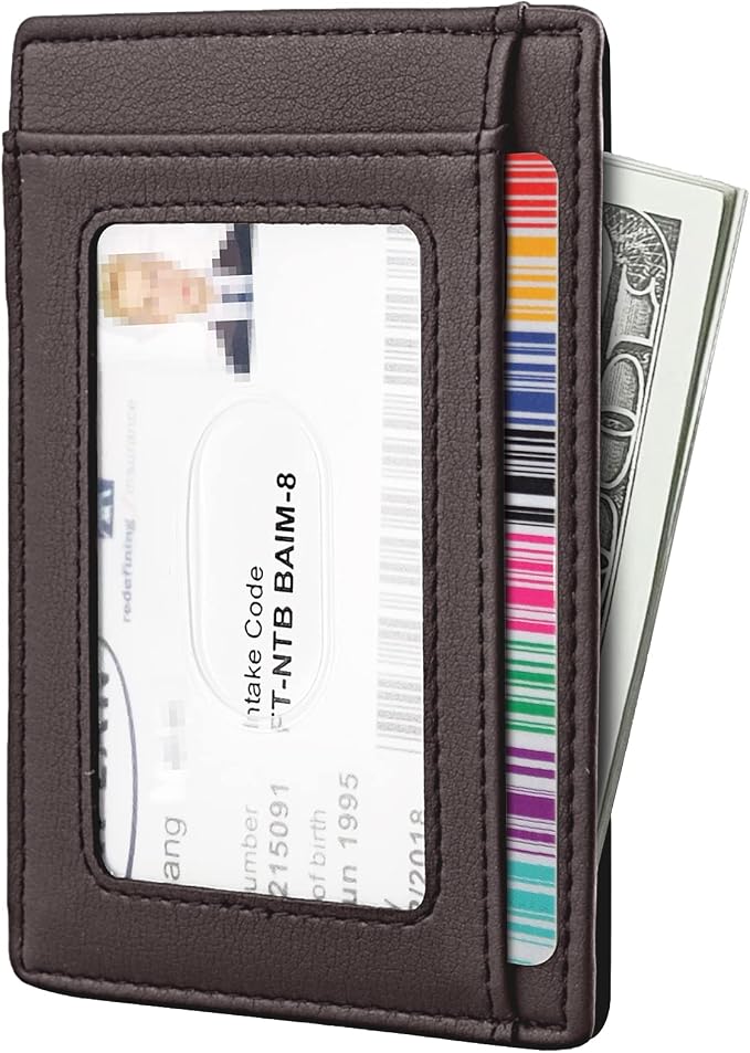 Travelambo Front Pocket Minimalist Leather Slim Wallet RFID Blocking Medium Size - Image 2
