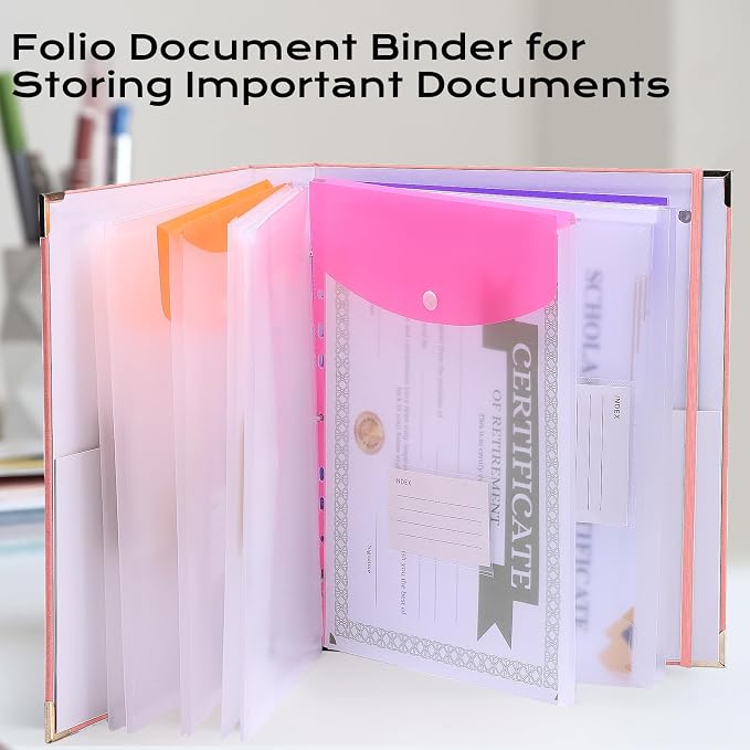 XKDOUS Aesthetic Document Organizer 3 Ring Emergency Binder Linen Folio Folders - Image 8