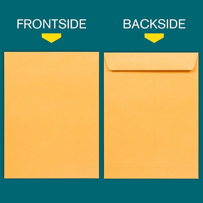 9x12 Brown Kraft Open End Envelopes Peel & Seal, 100 Pack, Self Seal Mailing - Image 2