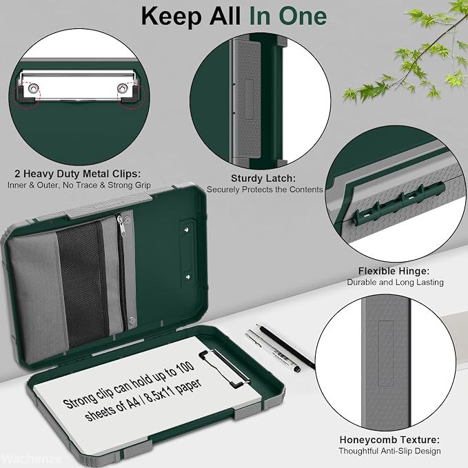 Thicker Clipboard with Storage, Internal Pen Pouch Included, A4 / Letter Size - Image 6