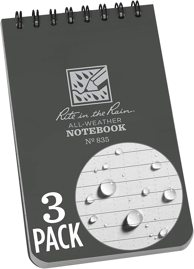 Rite in the Rain Weatherproof Top Spiral Notebook, Universal Pattern, 3 Pack by RiteintheRain