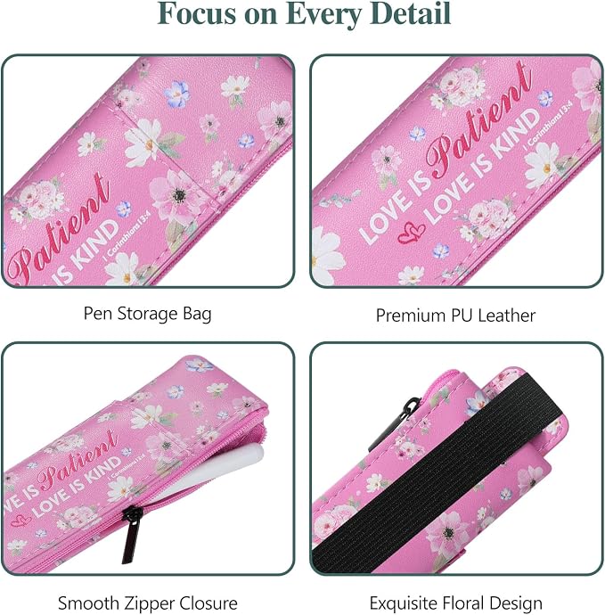 MoKo Elastic Pen Holder for Notebook, 4 Pieces PU Leather Pencil Case - Image 4
