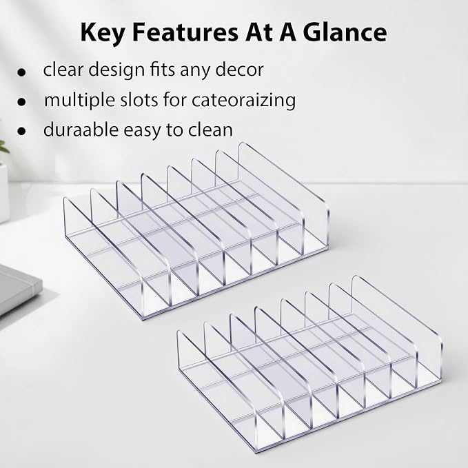 2 Pcs Acrylic Clipboard Holder 7 Slots Clipboard Organizer Display Stand - Image 5