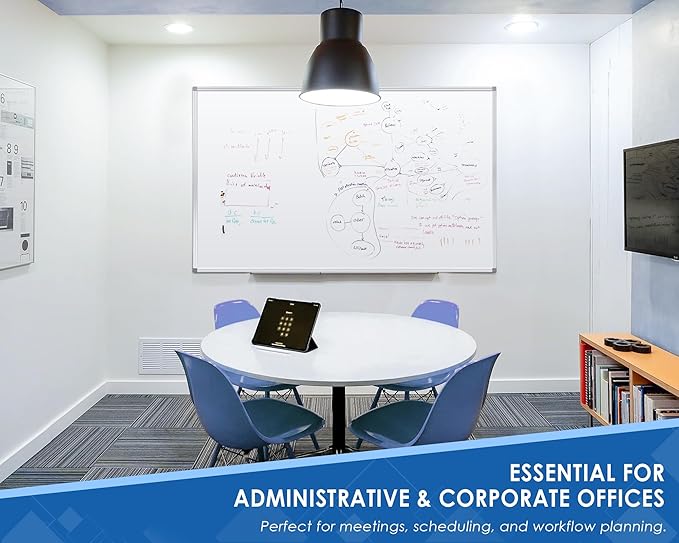 SWANCROWN White Board Dry Erase 60 x 36 Inches, Large Whiteboard for Wall with Thick Aluminum Frame, 5' x 3' Magnetic Whiteboard with Long Marker Tray & Magnetic Pen Holder for Office & Home-DeskLoop Office