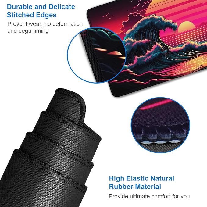 Mouse Pad, 31.5x15.7 inch Large Extended Computer Keyboard Mouse Mat, Water - Image 5