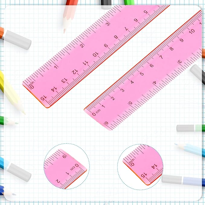 Ruler 6 Inch, 3 Pack Ruler Set Plastic Straight Ruler Transparent Measuring - Image 7