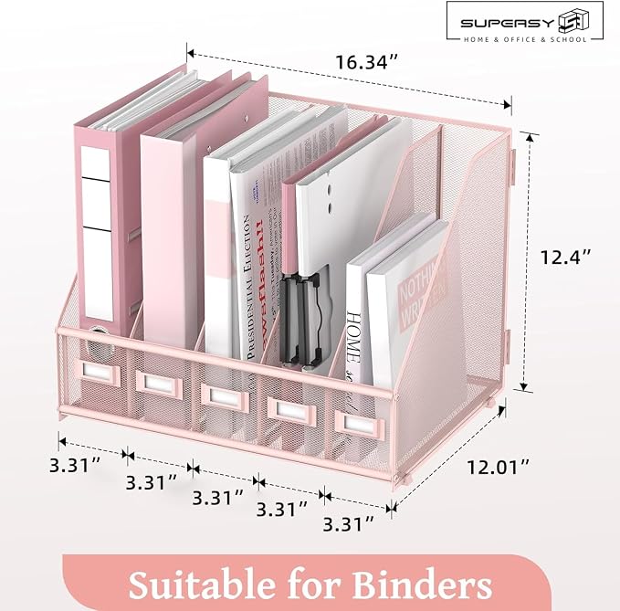 SUPEASY Desk Organizers Metal Desk Magazine File Holder - Image 3
