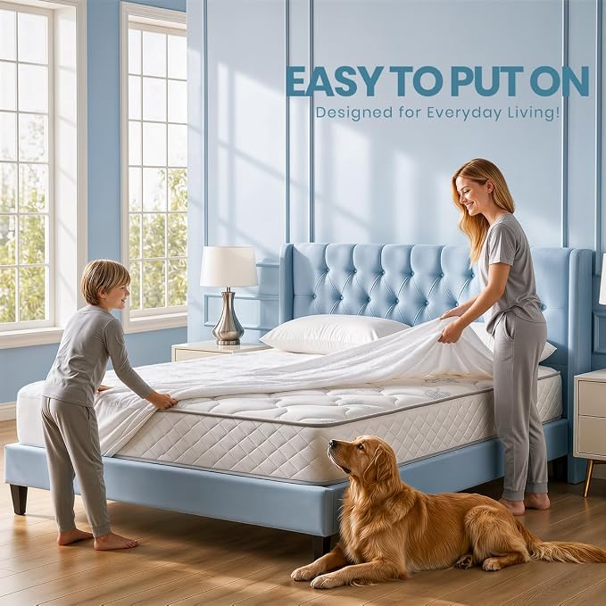 King Size Mattress Protector Waterproof 2 Pack, Premium 200 GSM Terry Mattress - Image 7