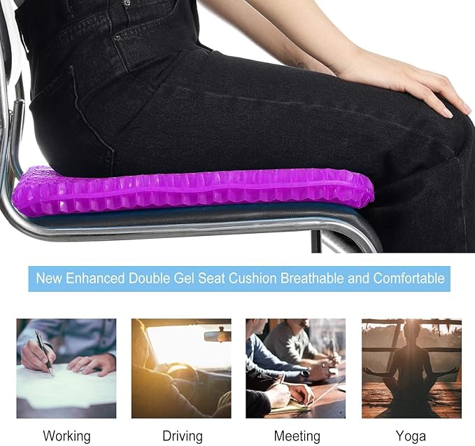 Gel Seat Cushion, Double Thick Egg Gel Cushion for Pressure Pain Relief, Breathable Wheelchair Cushion Chair Pads for Car Seat Office Chair (Violet)-DeskLoop Office