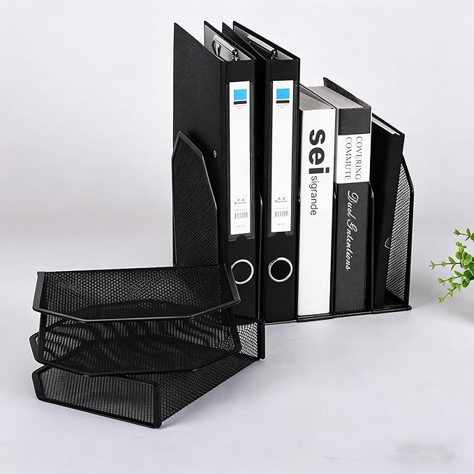 5-Section Mesh Desktop File Sorter Organizer, Adjustable File Organizer - Image 8