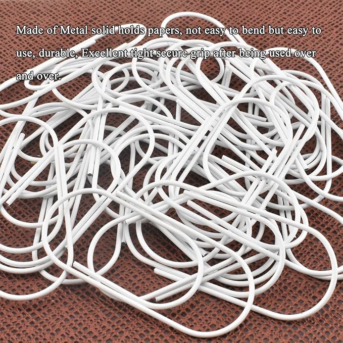 HAHIYO Paper Clips 2 inches Length White Wide Paperclips Vinyl Coated Prevent - Image 6