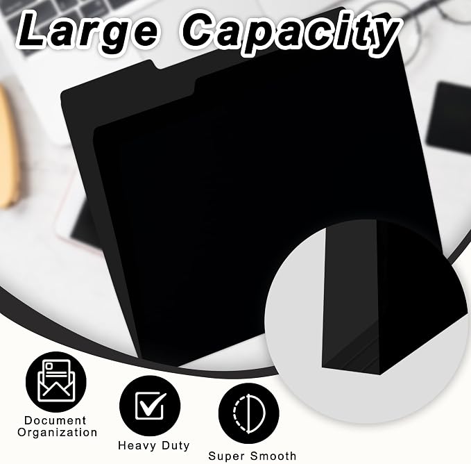 VZCPYTPM 100 Packs Black File Folder, Manilla File Folders Letter Size - Image 6