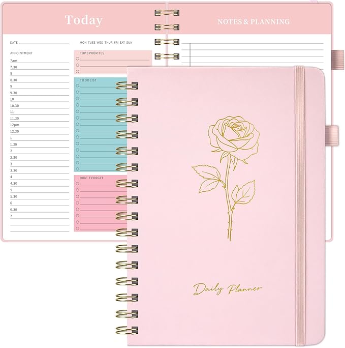 Oucaru Undated Daily Planner, A5 Spiral Notebook by Oucaru