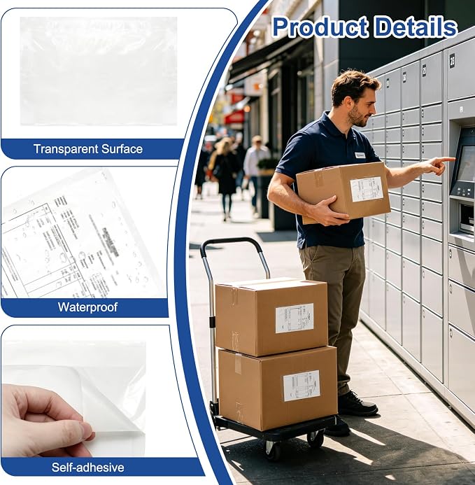110 Pack Clear Shipping Label Sleeves, 7 x 10 Inch Self-Adhesive Packing Slip - Image 3