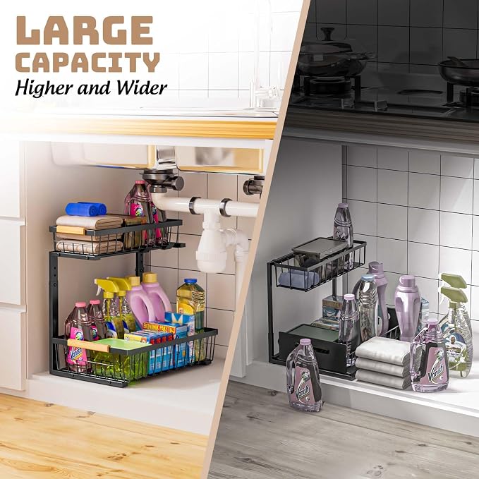 Dihmpor Under Sink Organizer and Storage, 2 Pack Slide Out Under Cabinet - Image 5