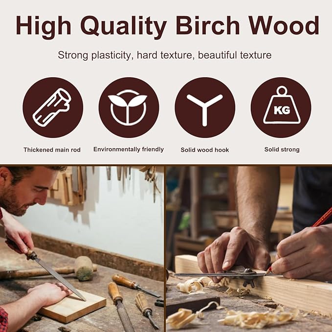 Solid Wood Coat Rack – 73" Freestanding Coat Racks Stand with 14 Hooks & Stable Base, Adjustable Height Modern Wooden Hall Tree for Entryway, Bedroom, Office, Home (Begonia Round)-DeskLoop Office