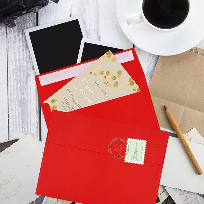 70 Packs of Invitation Envelopes, A2 Envelopes Red Postcard - Image 7