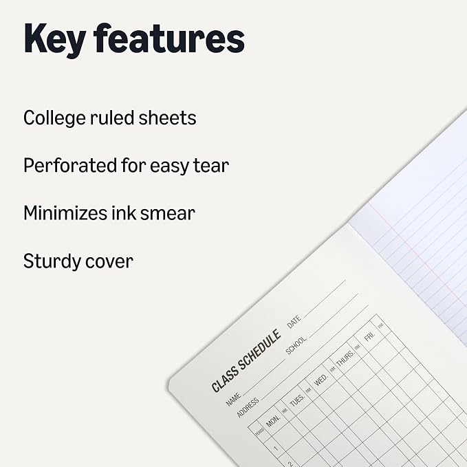 Amazon Basics Composition Notebook, College Ruled, 100 Sheets, 9.75" x 7.5" - Image 2