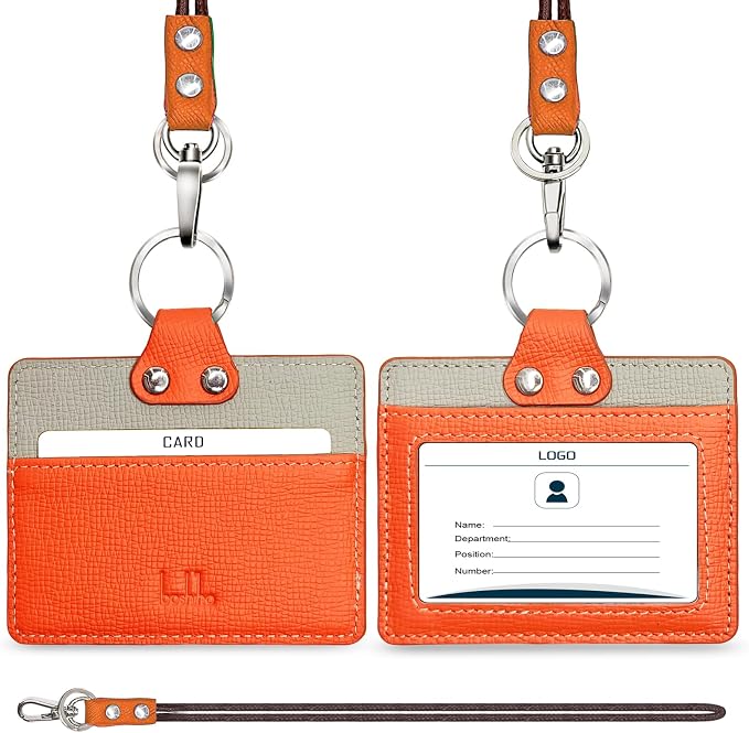 Badge Holder: Boshiho Cowhide Leather ID Badge Card Holder - Image 7