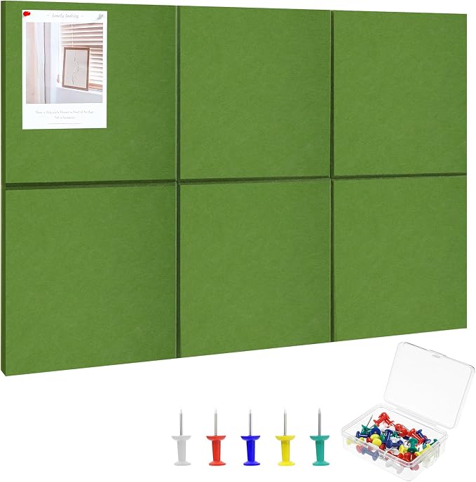Large Cork Board 36" x 24", 6 Pack Felt Wall Tiles by Thboxes