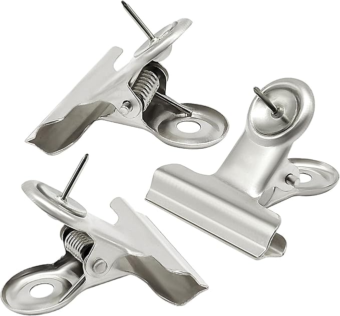 20Pcs Silver Push Pins Metal Push Pin Clips, Pushpin Clip Bulldog Clip by Unlorspy