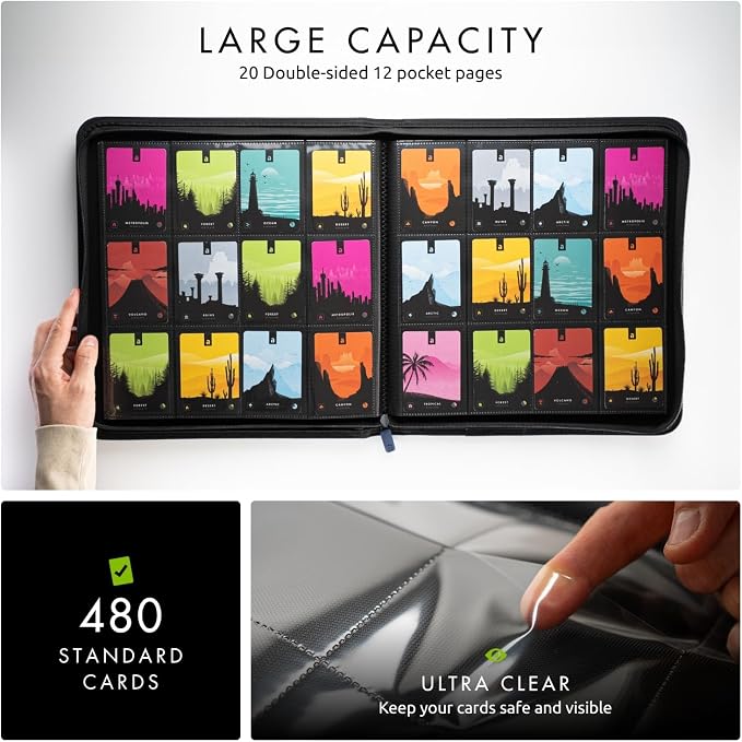 Vault X 12 Pocket Zip Binder, 480 Cards, Exo-Tec Material, 20 Side-Loading Pages - Image 4