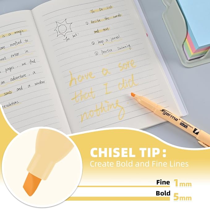 Cgerma Yellow Highlighters 12 Pack, Mild Pastel Color, Chisel Tip Soft - Image 2