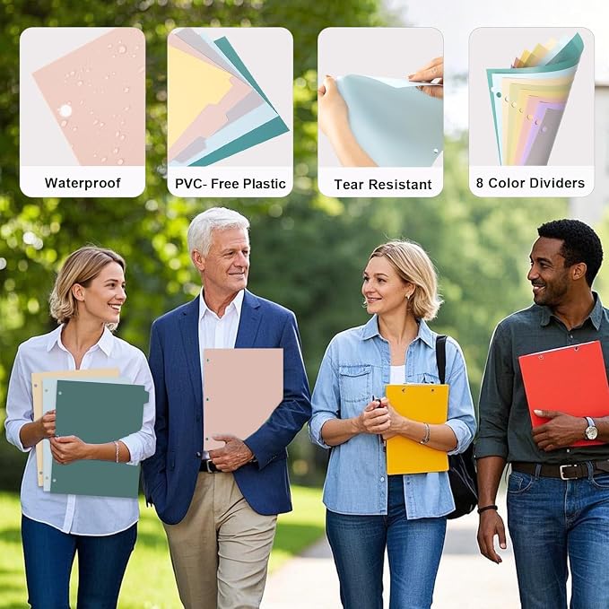 3 Ring Binder Dividers with TAB, Durable Plastic Write & Erase, Colored Binder - Image 4