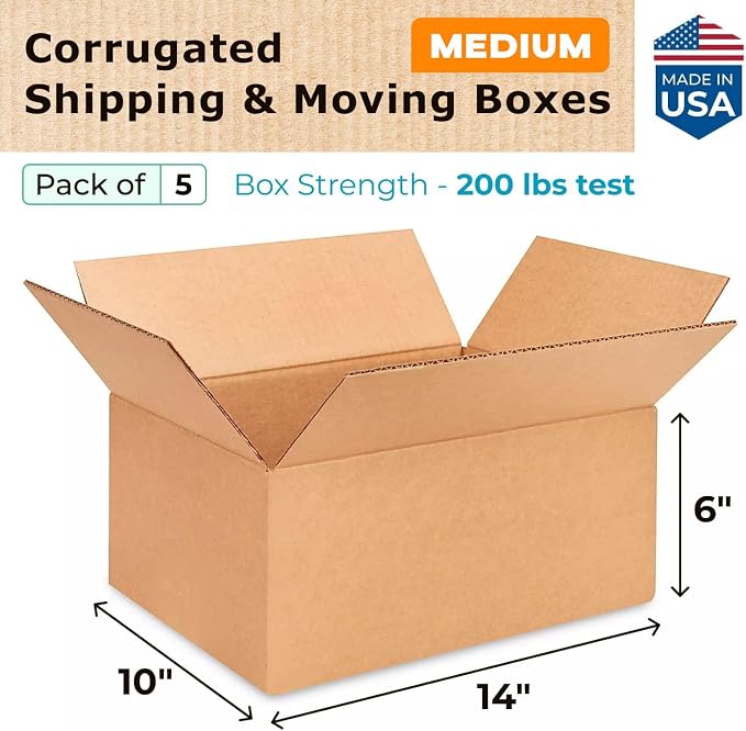 Medium Moving & Shipping Boxes 14 x 10 x 6 inches - Image 2