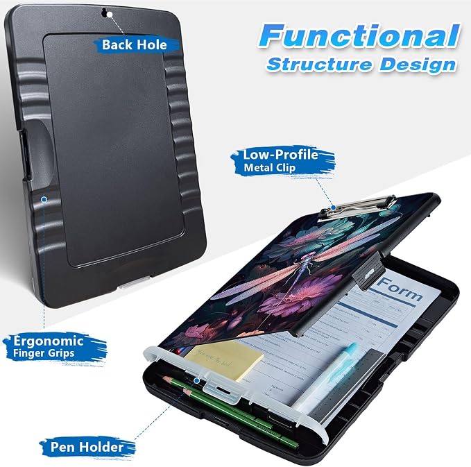 Clipboard with Storage, High Capacity Dragonfly Storage Clipboard 9.5x14 with - Image 2