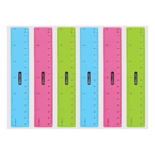 BAZIC Products 6 in Clear Plastic Ruler, Inch & Metric, 3 Pack by BAZICProducts